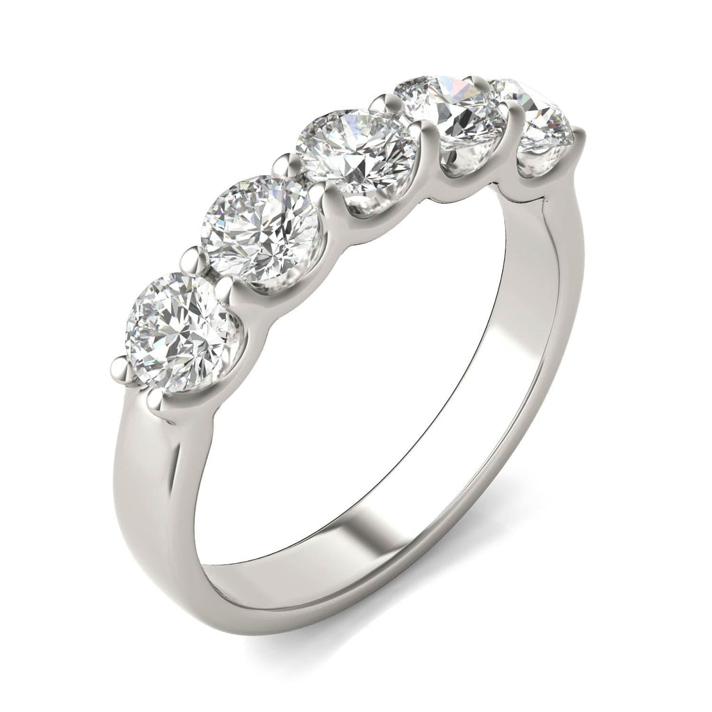 AGI Certified 1 1/4 CTW Round Lab Grown Diamond (G/VS) Five Stone Anniversary Band in 14K White Gold-0