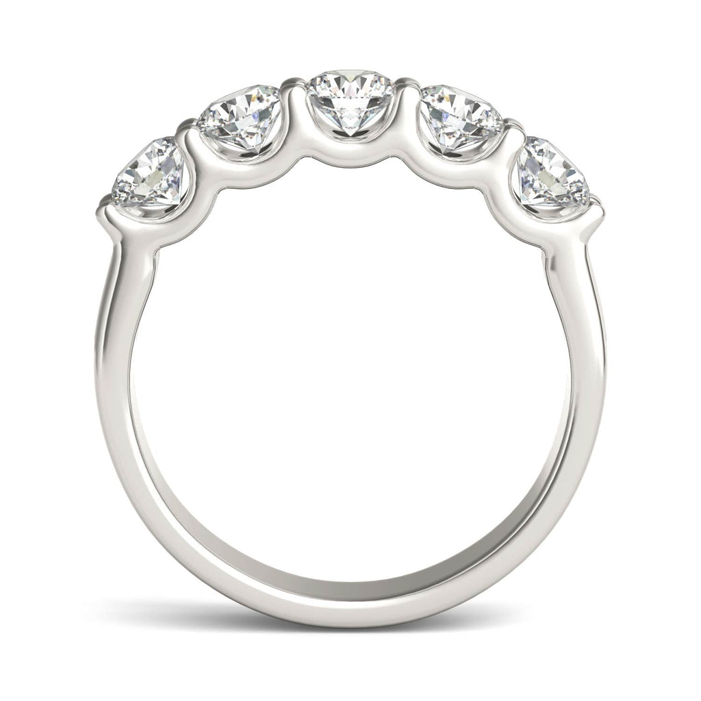 AGI Certified 1 1/4 CTW Round Lab Grown Diamond (G/VS) Five Stone Anniversary Band in 14K White Gold-3