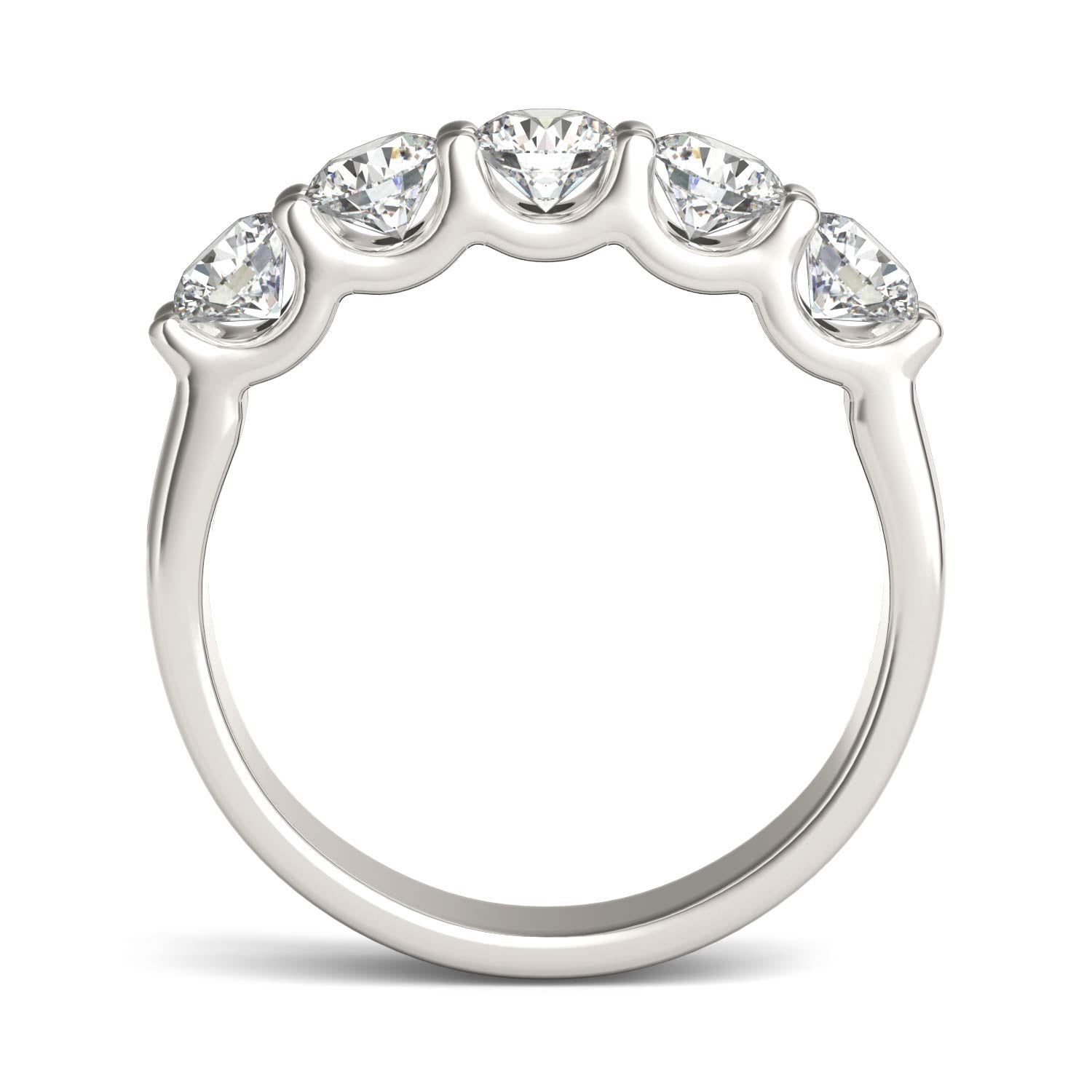 AGI Certified 1 1/4 CTW Round Lab Grown Diamond (G/VS) Five Stone Anniversary Band in 14K White Gold-3