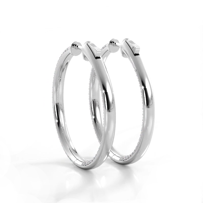 2.5 CTW Lab-Created Moissanite Triple Row Hoop Earrings in 14K Gold Over Sterling with Vault Lock Clasp-2