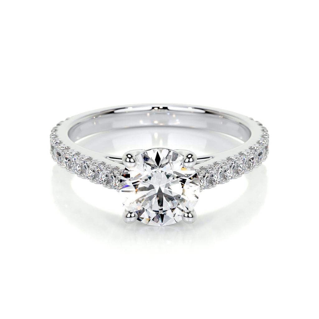 Round Brilliant Lab Grown Diamond Channel Setting Engagement Ring (F/VS) in 14K White Gold-0