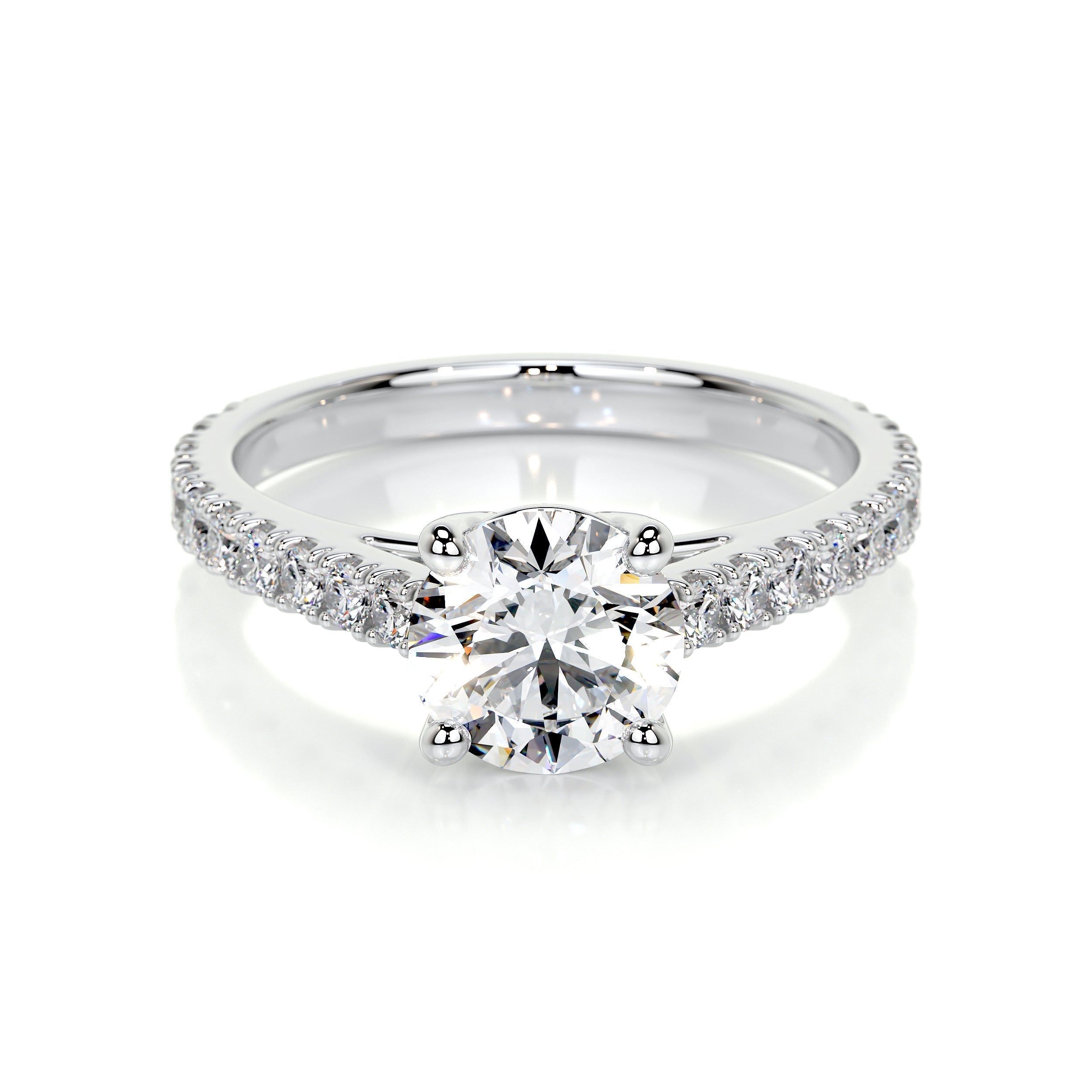 Round Brilliant Lab Grown Diamond Channel Setting Engagement Ring (F/VS) in 14K White Gold-0