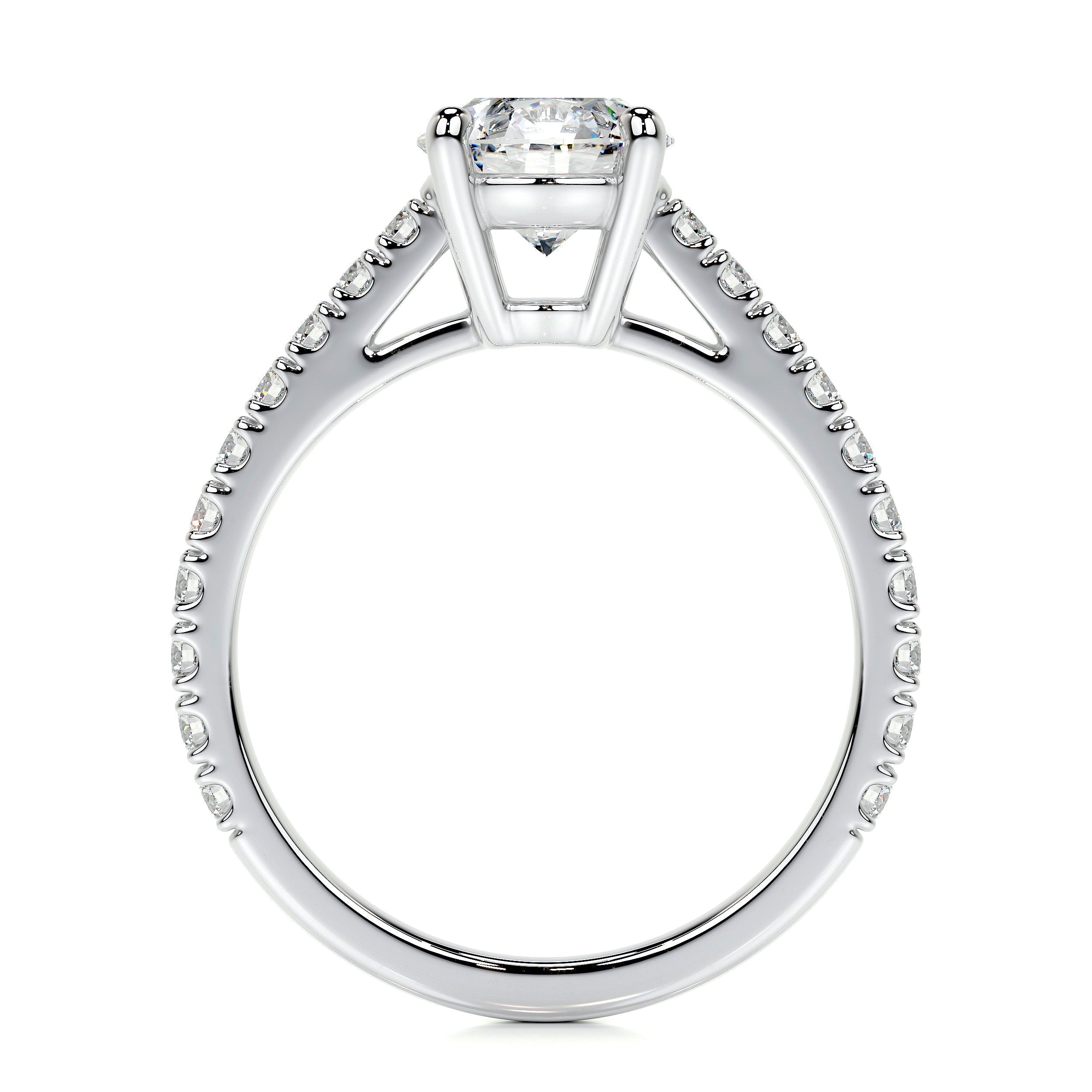 Round Brilliant Lab Grown Diamond Channel Setting Engagement Ring (F/VS) in 14K White Gold-1