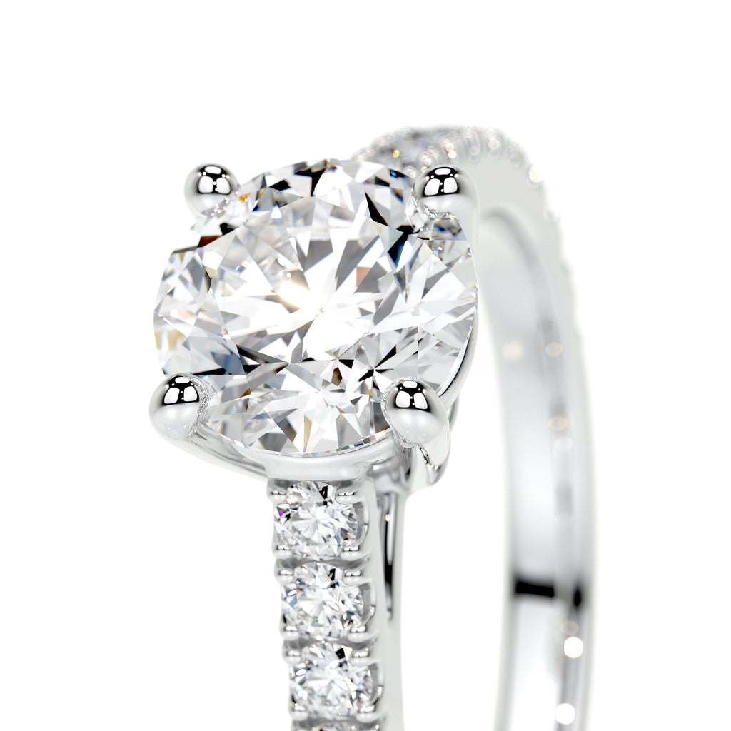 Round Brilliant Lab Grown Diamond Channel Setting Engagement Ring (F/VS) in 14K White Gold-2