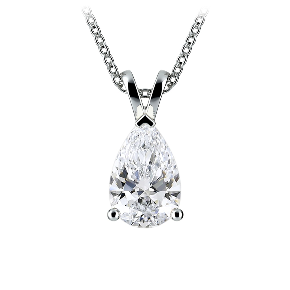 2.00 CTW AGI Certified Pear-Cut Lab-Grown Diamond (F/VS) Pendant in 14K White Gold-1