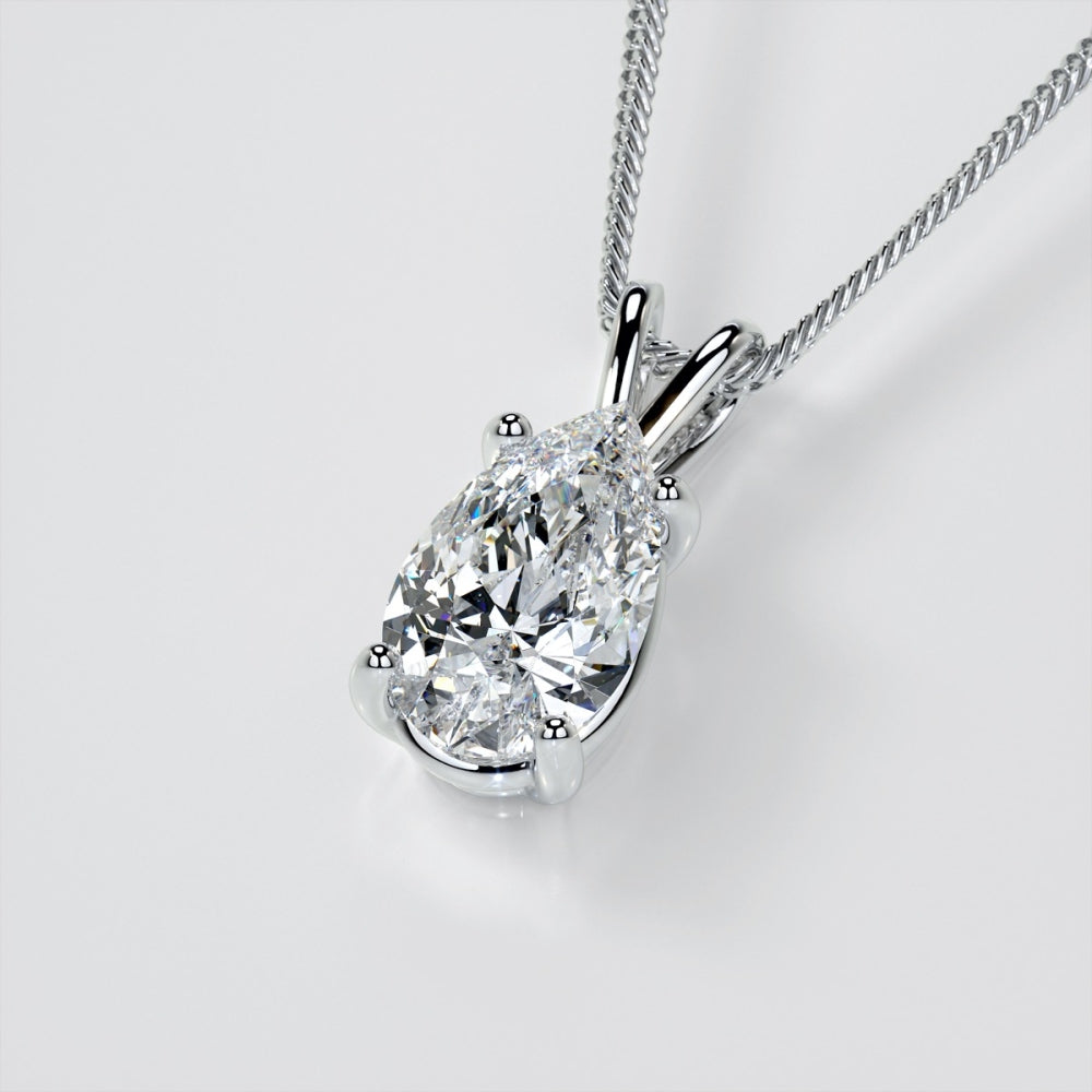 2.00 CTW AGI Certified Pear-Cut Lab-Grown Diamond (F/VS) Pendant in 14K White Gold-3