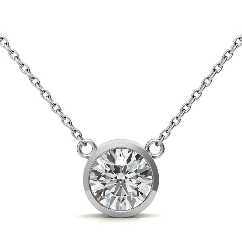 AGI Certified 2 CTW Round Brilliant Lab Grown Diamond Bezel Pendant in 14K Gold-3