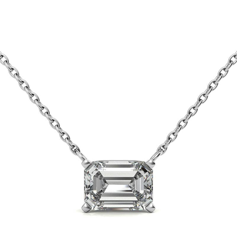 2.00 CTW AGI Certified Lab-Grown Emerald-Cut Diamond Solitaire Pendant in Choice Of 14K White or Yellow Gold-0