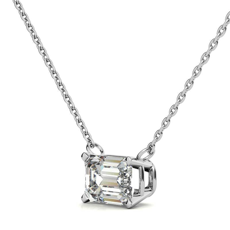 2.00 CTW AGI Certified Lab-Grown Emerald-Cut Diamond Solitaire Pendant in Choice Of 14K White or Yellow Gold-1