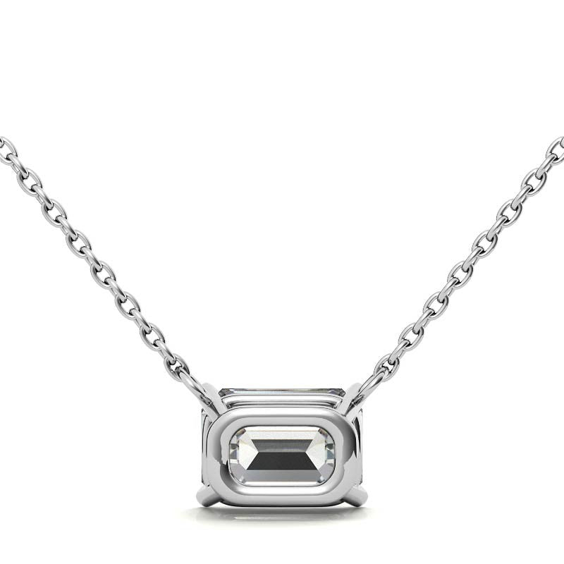 2.00 CTW AGI Certified Lab-Grown Emerald-Cut Diamond Solitaire Pendant in Choice Of 14K White or Yellow Gold-3