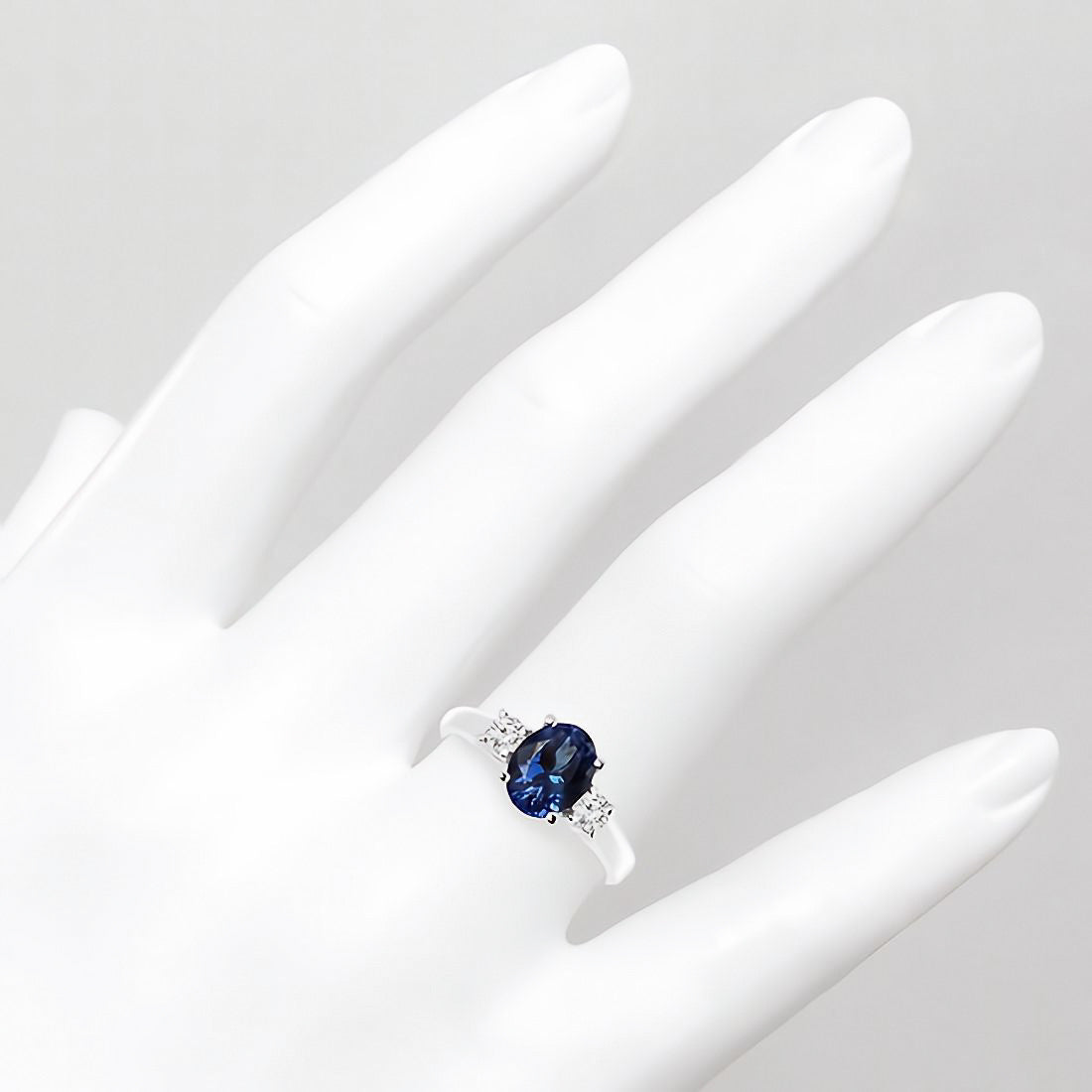 2.00 CTW Lab Created Oval Blue Sapphire & Diamond 3-Stone Engagement Ring in 14kt Gold-3