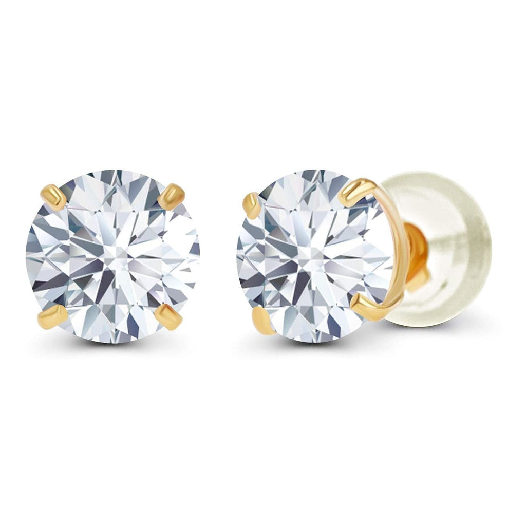 2.50 CTW Created Moissanite Stud Earrings in 14K Yellow Gold, Handcrafted in USA - F-G Color, VS Clarity-0