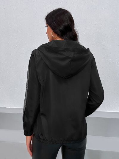 Drawstring Half Zip Long Sleeve Hoodie